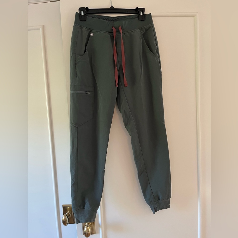 Figs Olive Jogger Pants with Red Accents
